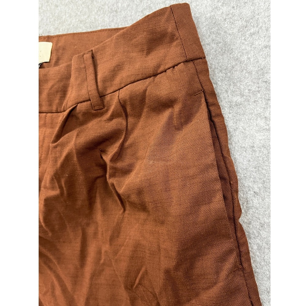 A New Day Women's Size 8 Rust Brown Pleated Linen Blend Shorts - Picture 5 of 8